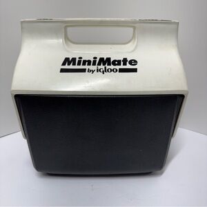 Vintage Mini Mate Cooler by Igloo Lunch Box Push Button 1990's Black and White
